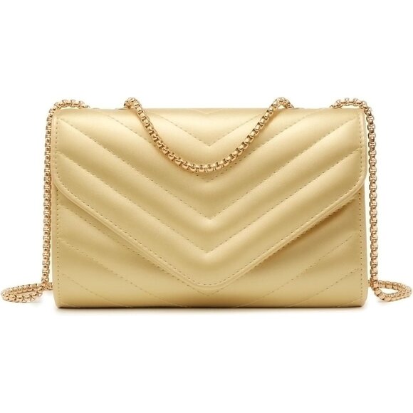 ⚡ Women's Gold Stylish Evening Clutch Chain Shoulder Strap Crossbody Bag - Picture 1 of 6